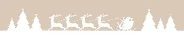 Banner Kör Jul Släde Med Skog Beige Bakgrund — Stock vektor