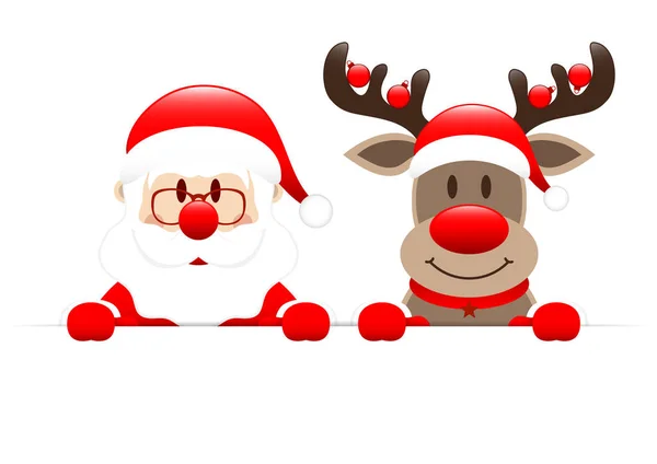 Santa Claus Renos Con Baubles Banner Horizontal — Vector de stock