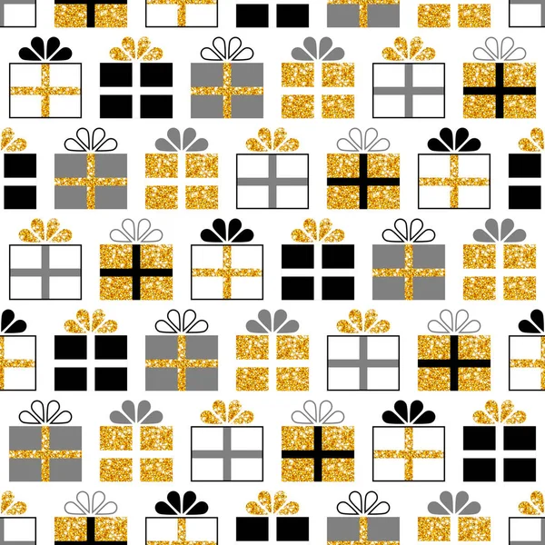 Cadeaux Sans Couture Paillettes Gris Noir — Image vectorielle