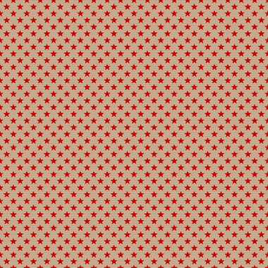 Kahverengi Kağıt Üzerinde Dikişsiz Desen Küçük Kırmızı Yıldız