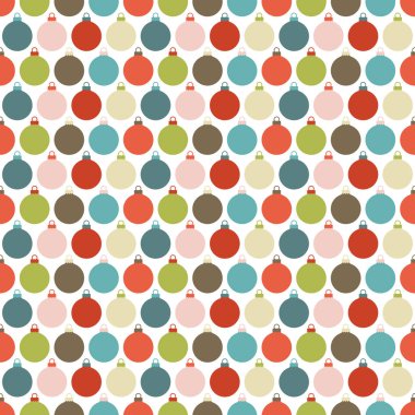 Dikişsiz Desen Küçük Noel Baubles Retro Renkler