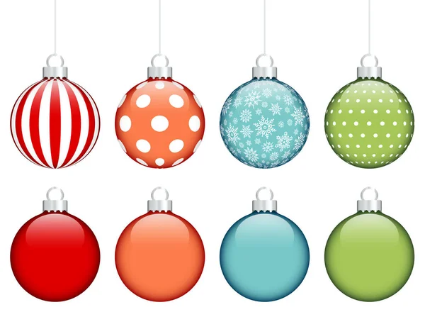 一套八圣诞包模式和单色红橙蓝绿色 — 图库矢量图片