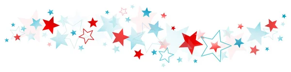 Frontière Horizontale Des Grandes Petites Étoiles Rouge Bleu — Image vectorielle