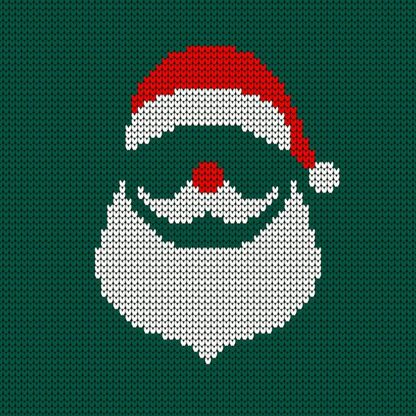 Gestrickte Abstrakte Weihnachtskarte Weihnachtsmann Rot Weiß Grün — Stockvektor