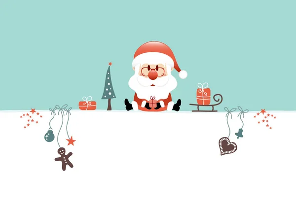 Assis Noël Père Noël Icônes Turquoise Blanc — Image vectorielle