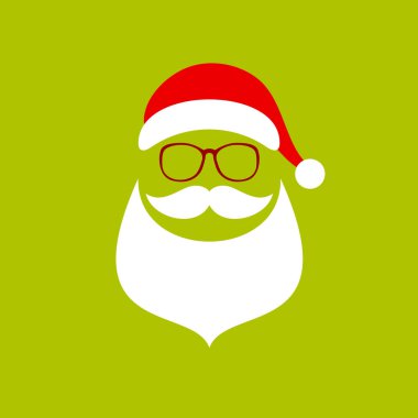 Kare Soyut Noel Sakal ve Gözlük Kırmızı Beyaz Işık Yeşil
