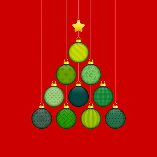 Arbre Noël Fait Bulles Avec Motif Vert Rouge — Image vectorielle