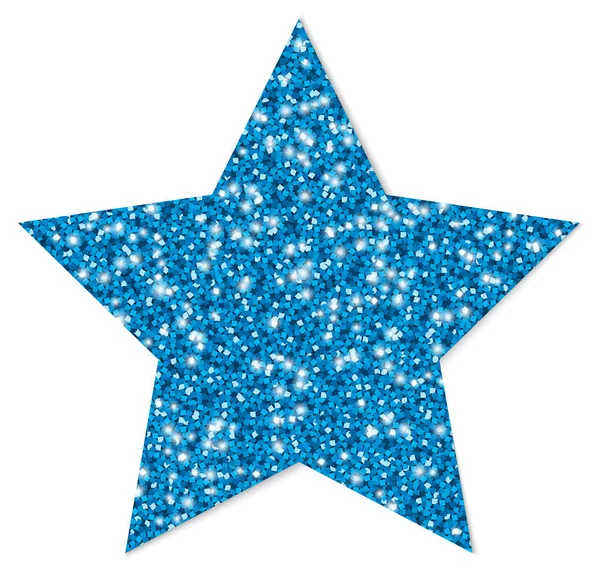 Único Brilho Azul Estrela Espumante Com Sombra — Vetor de Stock
