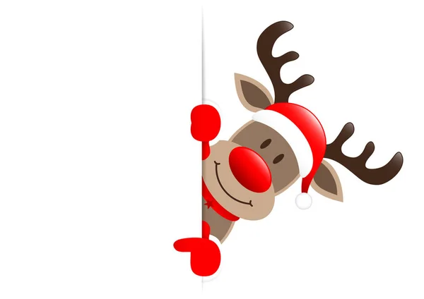 Reindeer Right Showing Horizontal Banner — Stock Vector