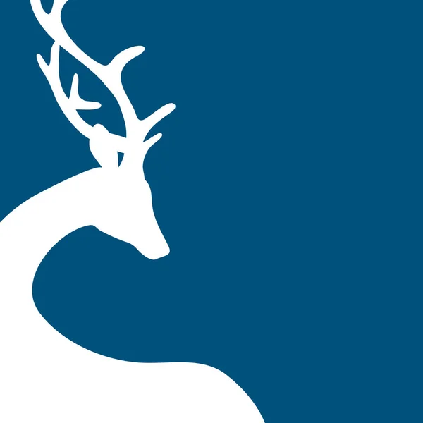 Christmas Card Reindeer Silhouette Cropped Dark Blue — ストックベクタ