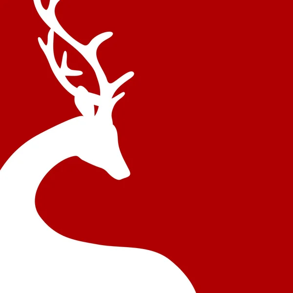 Christmas Card Reindeer Silhouette Cropped Dark Red — ストックベクタ