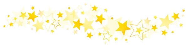 Fronteira Horizontal Ouro Gráfico Grandes Pequenas Estrelas — Vetor de Stock