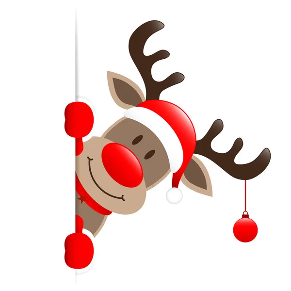 Reindeer Bauble Looking Banner Right — Stock Vector