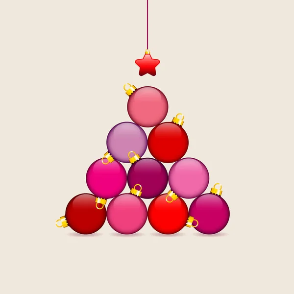 Abstracte Kerstboom Gemaakt Van Baubles Rood Roze Goud Beige — Stockvector
