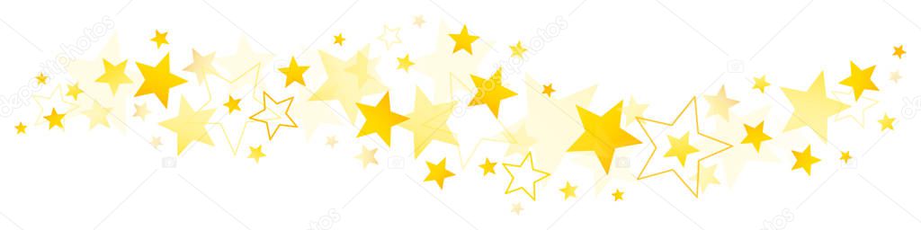 Horizontal Border Of Graphic Golden Big And Little Stars