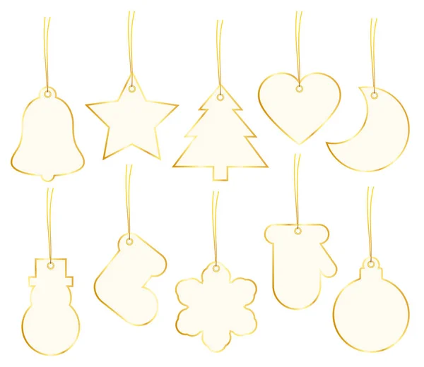 金框米色圣诞挂牌系列十款 — 图库矢量图片