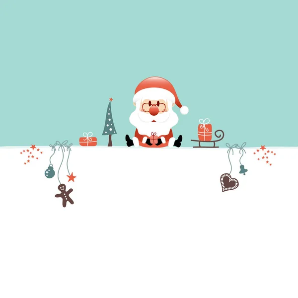 광장에 크리스마스 산타클로스와 성상에 청록색 — 스톡 벡터