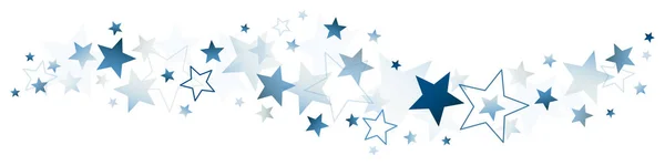 Frontière Horizontale Grandes Petites Étoiles Bleu Foncé — Image vectorielle