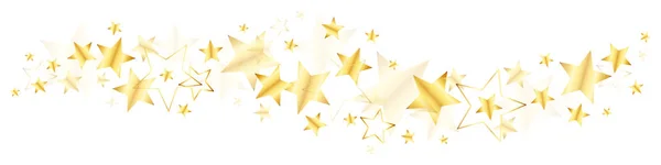 Frontière Horizontale Différentes Grandes Petites Étoiles Brillantes Dorées — Image vectorielle