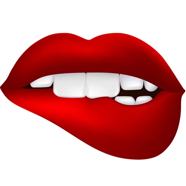 Labios Rojos Deseados Aislados Diseño Modo Vectorial — Vector de stock