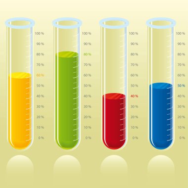 Parlak renklerde değiştirilebilir test tüpleri grafiği.