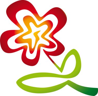 Spiral formda izole kırmızı çiçek simgesi.