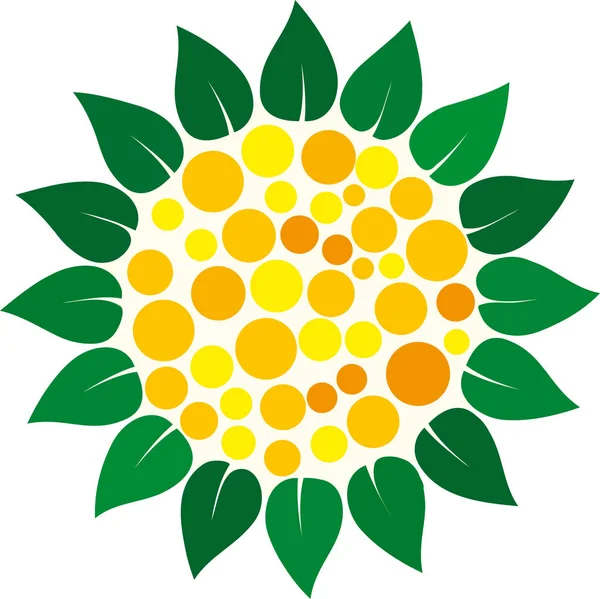 Icono de girasol simple aislado en blanco con puntos . — Archivo Imágenes Vectoriales