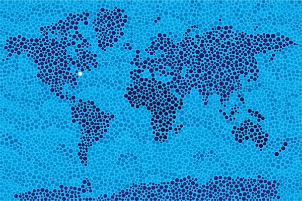 Wereldkaart gemaakt door stippen. Bewerkbare mapamundi. — Stockvector