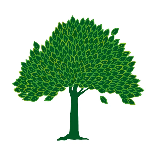 Зеленое и изолированное листовое дерево. Простой вектор . — стоковый вектор