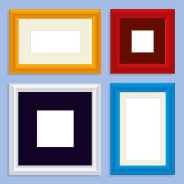 Dört kare metalik fotoğraf karesi. Kullanılabilir oranlar.