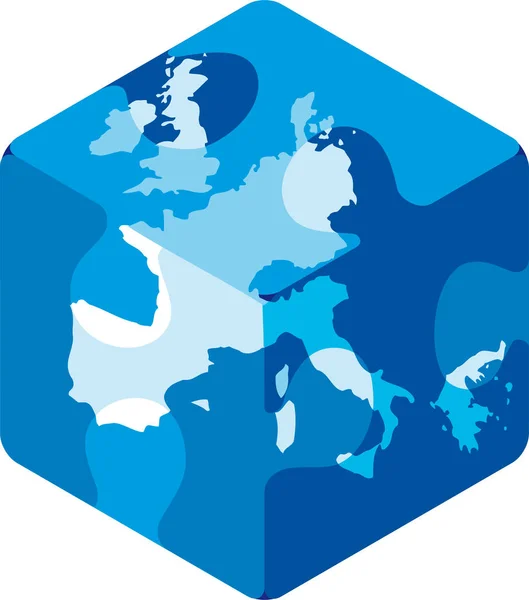 De kaart van Europa in een kubische planeet. — Stockvector