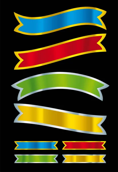 Set de diferentes banners metálicos con brillo . — Vector de stock