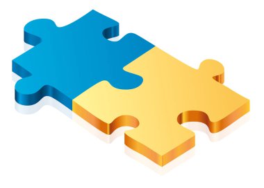 İki parçalı bulmaca. Metalik ve 3d tarzı.