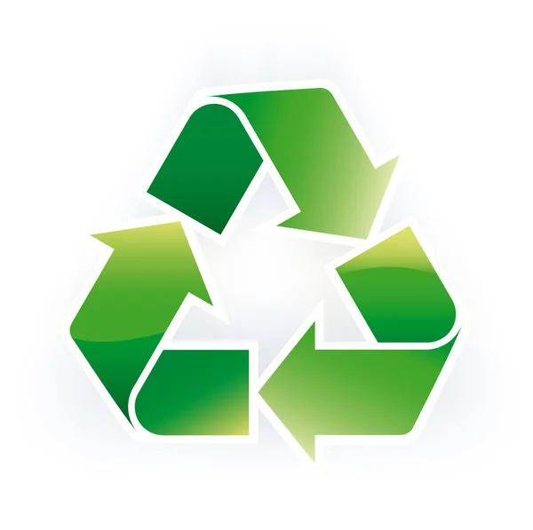 Znak recyklace izolovaný a s jasném odrazem. — Stockový vektor