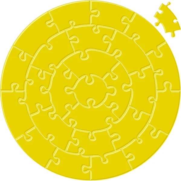 Okrągłe proste puzzle w kolorze żółtym. Cztery koncentryczne okręgi. — Wektor stockowy