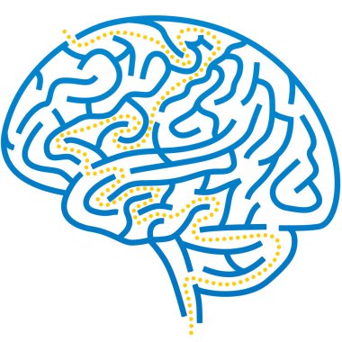 Çözüm yolu ile beyin labirenti. Kullanılabilir ve düz.