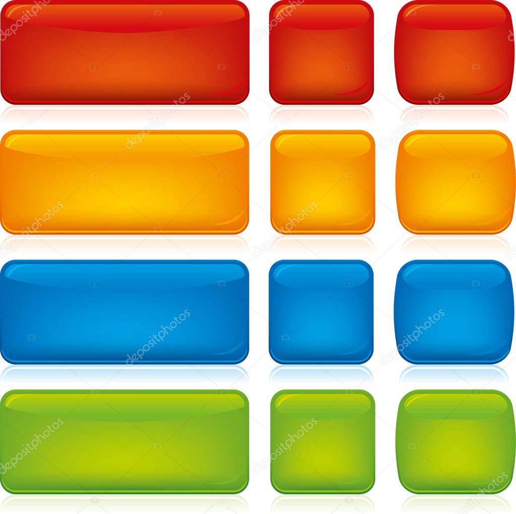 Set of blank candy buttons in assorted colors.