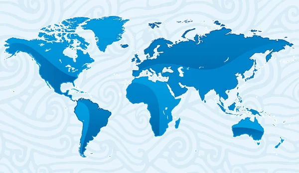 Wereld kaart in blauwe tinten simuleert kristal. — Stockvector