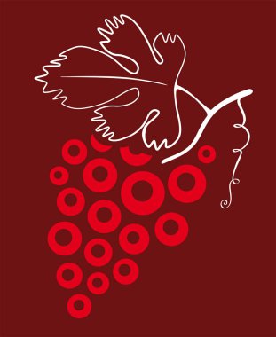 Beyaz yaprak ile kırmızı tonlarda Üzüm sembolü.