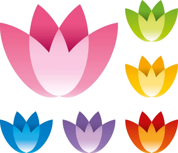 Flower icon versions in six soft colors. — Stock Vector