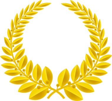 Geometrik defne çelenk sembolü izole. Renkli altın.