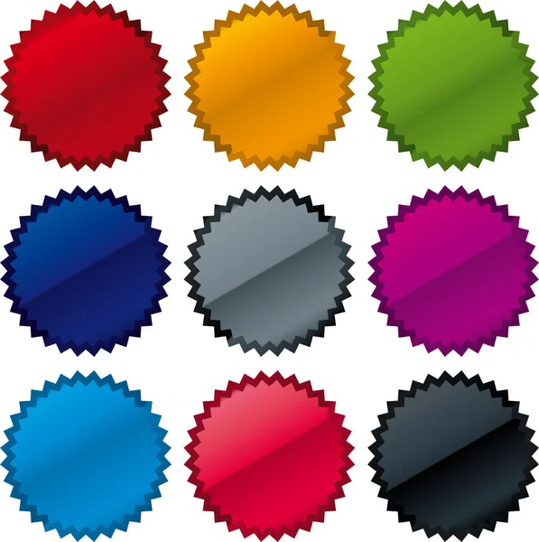 Neuf étoiles métalliques ou bannières en couleurs assorties — Image vectorielle