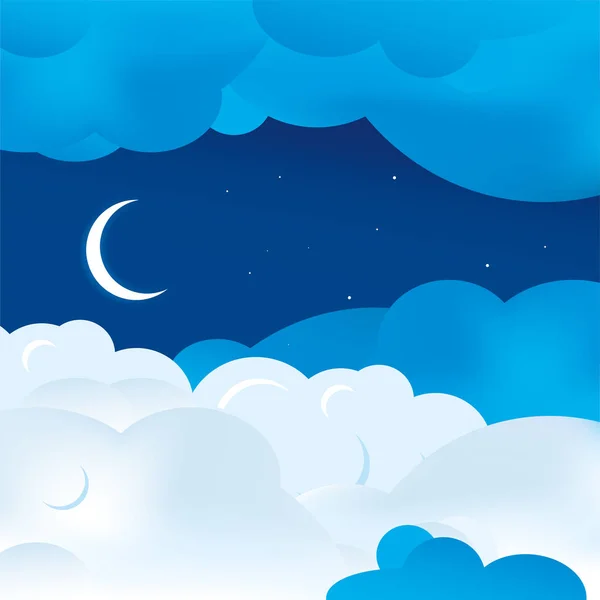 Background of sky with moon and clouds in soft pastels. — Stock Vector