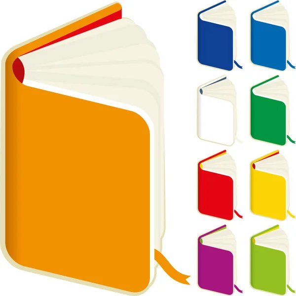 Icona di un libro aperto in nove colori diversi . — Vettoriale Stock