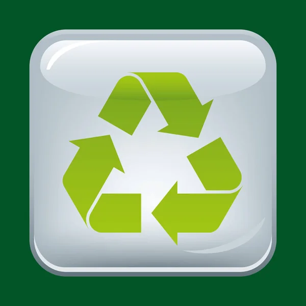 Απλό κουμπί ανακύκλωσης κρυστάλλων. Λαμπερά εφέ στο τετράγωνο. — Διανυσματικό Αρχείο