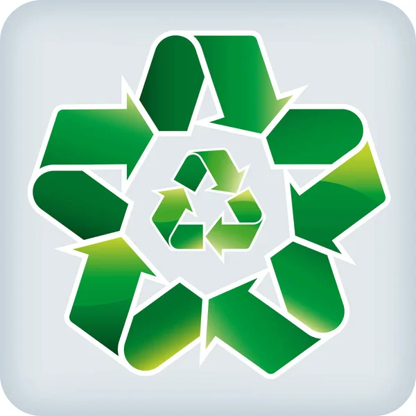 Recycle Star. Vijf concentrische groene pijlen als ster. — Stockvector
