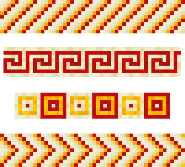 Бесшовные керамические баннеры. Теплые цветные плитки в геометрических узорах . — стоковый вектор
