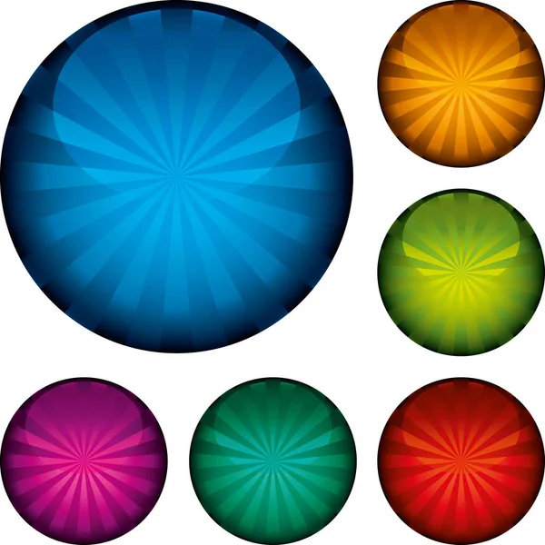 Bolas brilhantes. Seis bolas brilhantes em cores vibrantes . — Vetor de Stock