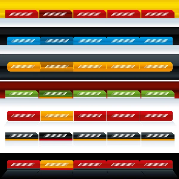 Bandeiras de menu de navegação na Web em diferentes cores e estilos . —  Vetores de Stock