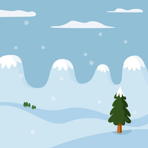 Paisagem de inverno em estilo cartoon e cores suaves . —  Vetores de Stock